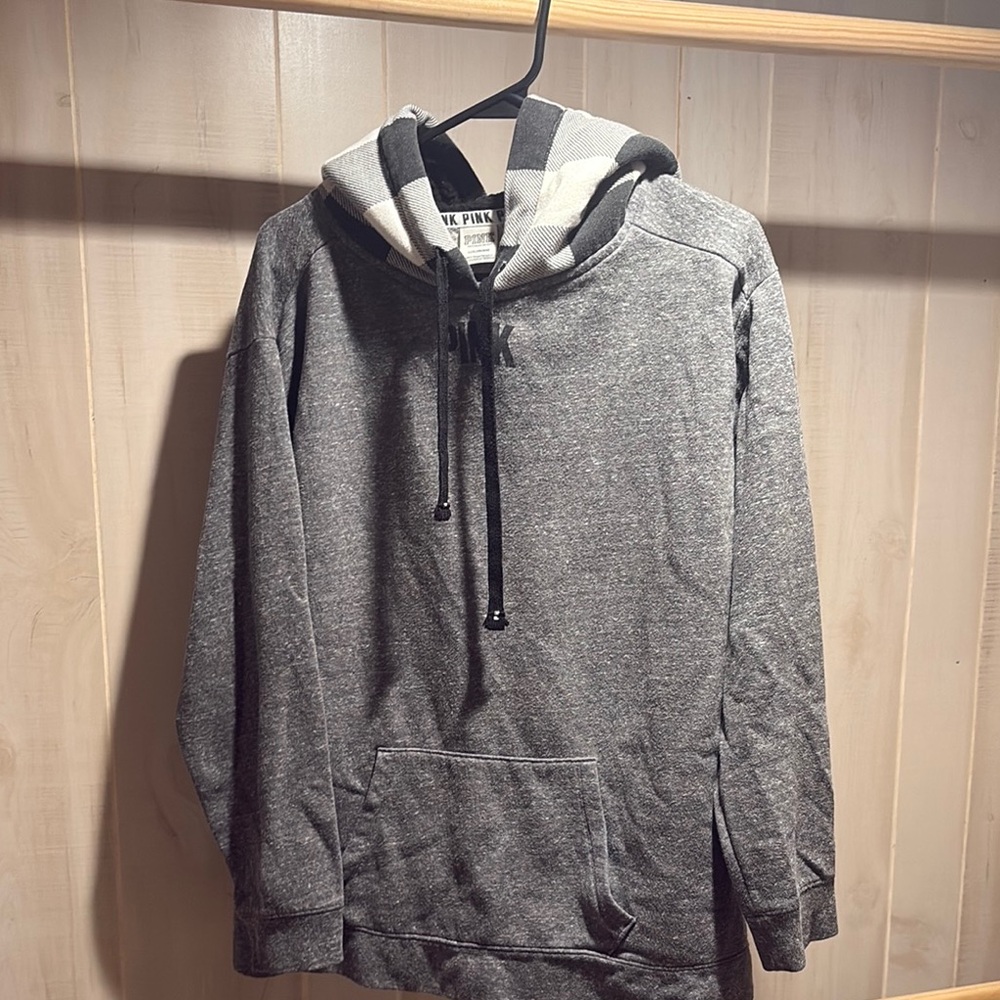 PINK Victoria's Secret Gray Zip-Up Hoodie Sweatshirt